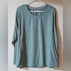 2X Woman's Light Teal Long Sleeve Ridgcut Top